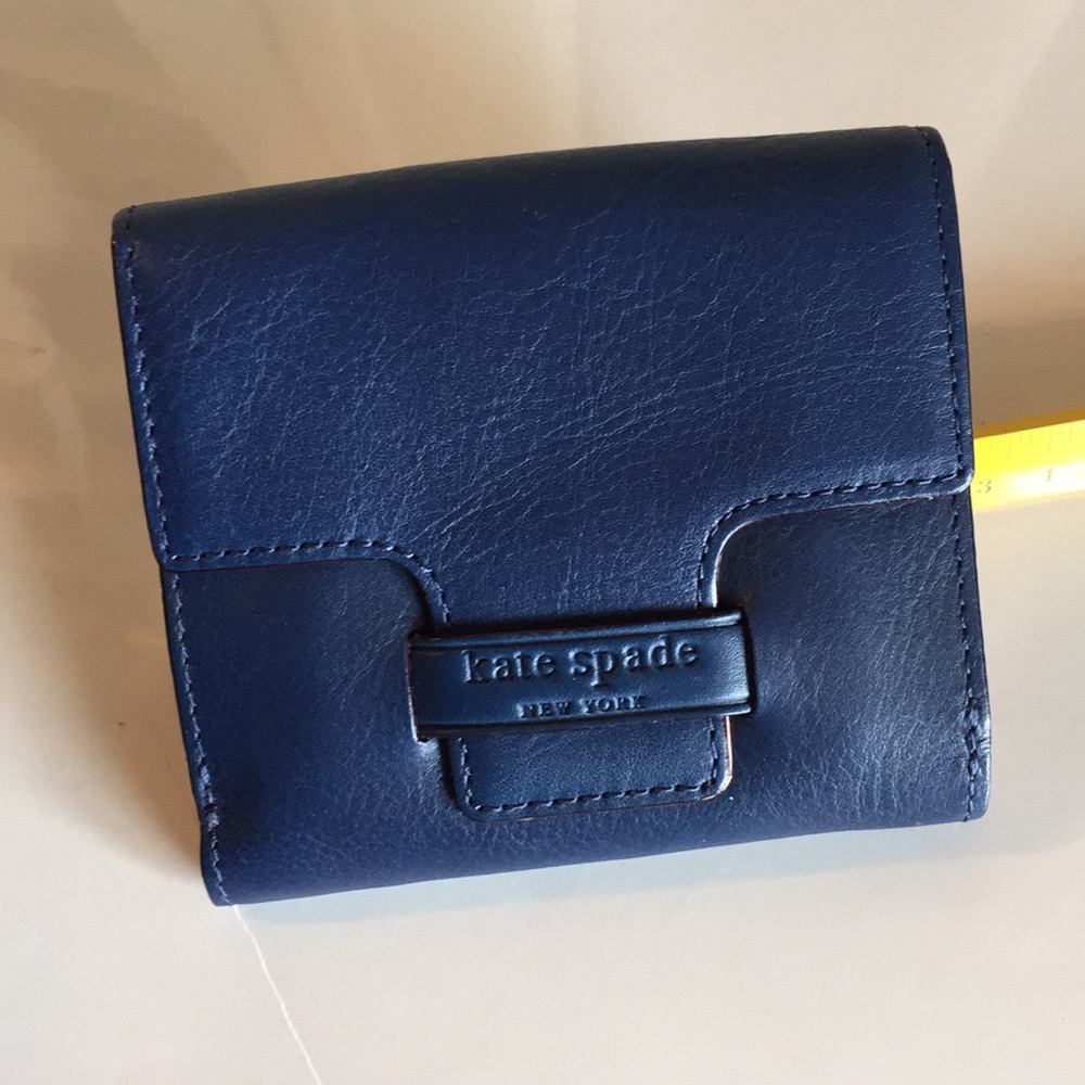 Kate Spade ♠️ blue leather &polka dot wallet-Great